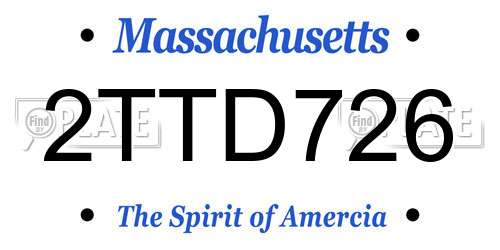 2TTD726 Massachusetts License Plate