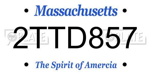 2TTD857 Massachusetts License Plate