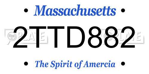 2TTD882 Massachusetts License Plate