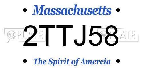 2TTJ58 Massachusetts License Plate