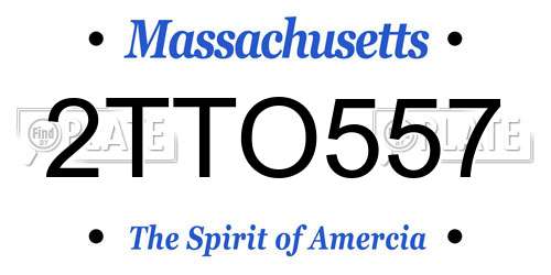 2TTO557 Massachusetts License Plate