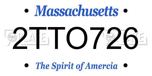 2TTO726 Massachusetts License Plate