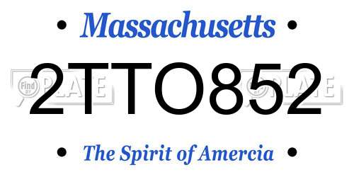 2TTO852 Massachusetts License Plate