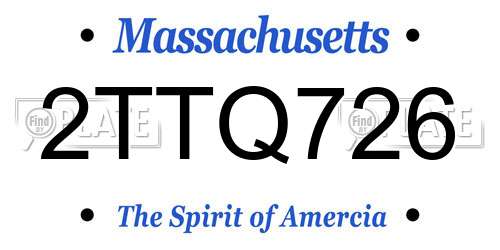 2TTQ726 Massachusetts License Plate