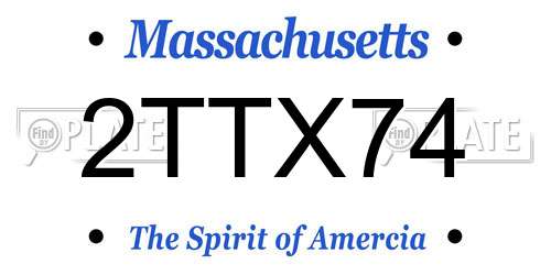 2TTX74 Massachusetts License Plate