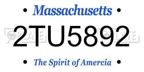 2TU5892 Massachusetts License Plate