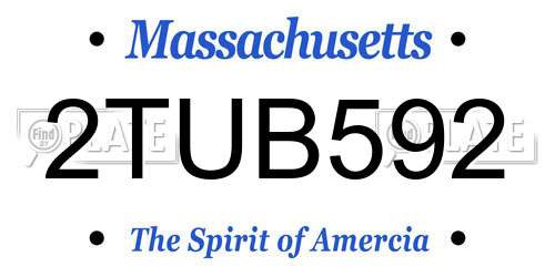 2TUB592 Massachusetts License Plate