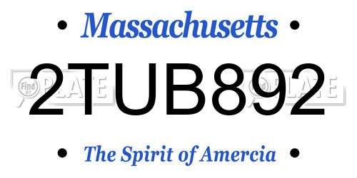 2TUB892 Massachusetts License Plate