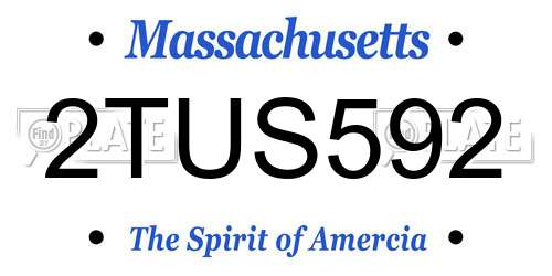 2TUS592 Massachusetts License Plate