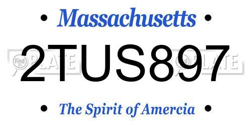2TUS897 Massachusetts License Plate