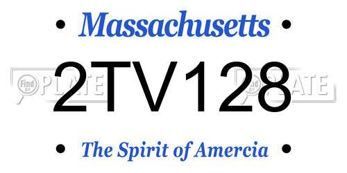 2TV128 Massachusetts License Plate
