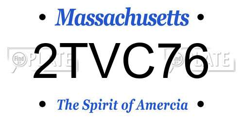 2TVC76 Massachusetts License Plate