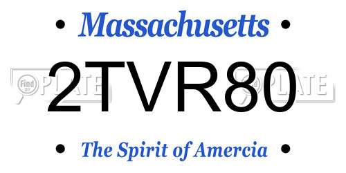 2TVR80 Massachusetts License Plate