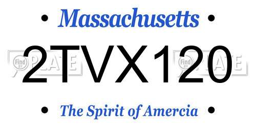 2TVX120 Massachusetts License Plate