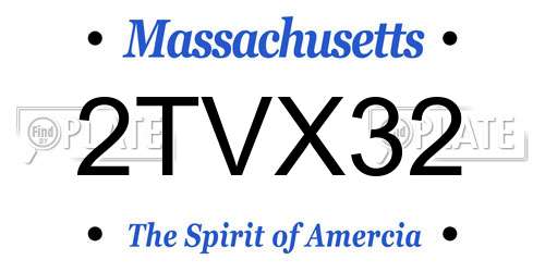 2TVX32 Massachusetts License Plate