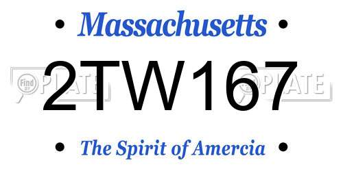 2TW167 Massachusetts License Plate