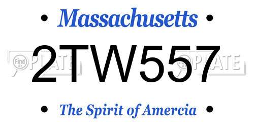 2TW557 Massachusetts License Plate