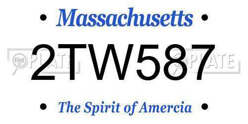 2TW587 Massachusetts License Plate