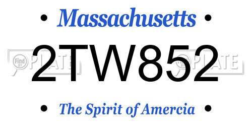 2TW852 Massachusetts License Plate