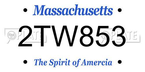 2TW853 Massachusetts License Plate