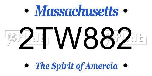 2TW882 Massachusetts License Plate