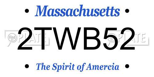 2TWB52 Massachusetts License Plate