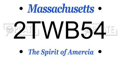2TWB54 Massachusetts License Plate