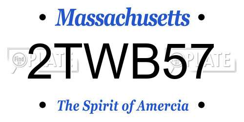 2TWB57 Massachusetts License Plate