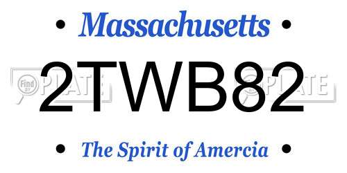 2TWB82 Massachusetts License Plate