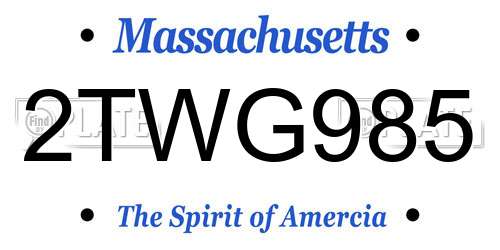 2TWG985 Massachusetts License Plate