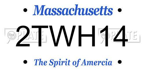 2TWH14 Massachusetts License Plate