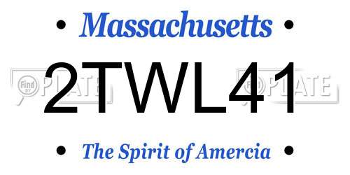 2TWL41 Massachusetts License Plate
