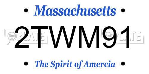 2TWM91 Massachusetts License Plate