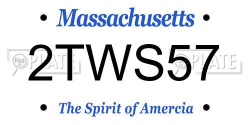 2TWS57 Massachusetts License Plate