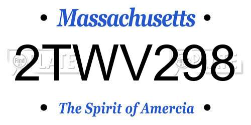 2TWV298 Massachusetts License Plate