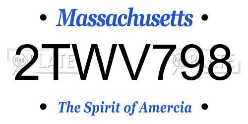 2TWV798 Massachusetts License Plate