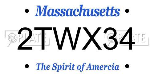 2TWX34 Massachusetts License Plate
