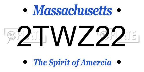 2TWZ22 Massachusetts License Plate