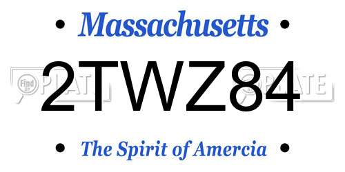 2TWZ84 Massachusetts License Plate
