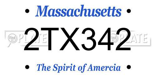 2TX342 Massachusetts License Plate