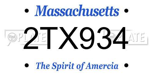2TX934 Massachusetts License Plate