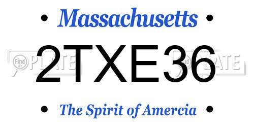 2TXE36 Massachusetts License Plate