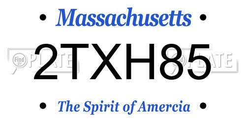2TXH85 Massachusetts License Plate