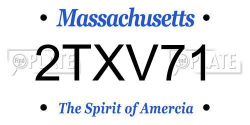 2TXV71 Massachusetts License Plate