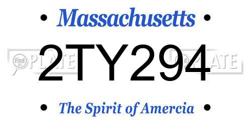 2TY294 Massachusetts License Plate