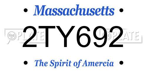 2TY692 Massachusetts License Plate