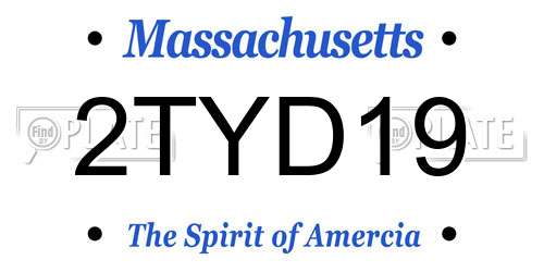 2TYD19 Massachusetts License Plate