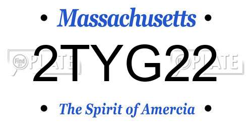 2TYG22 Massachusetts License Plate
