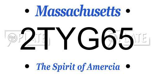 2TYG65 Massachusetts License Plate