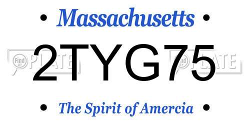 2TYG75 Massachusetts License Plate